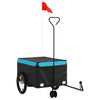 Vidaxl Remolque de bicicleta 45 kg de hierro negro y azul