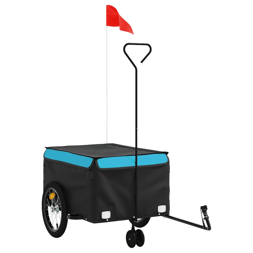 Vidaxl Remolque de bicicleta 45 kg de hierro negro y azul