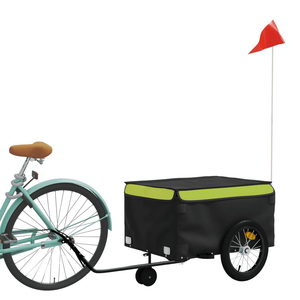 Vidaxl remolque de bicicleta 45 kg de hierro negro y verde
