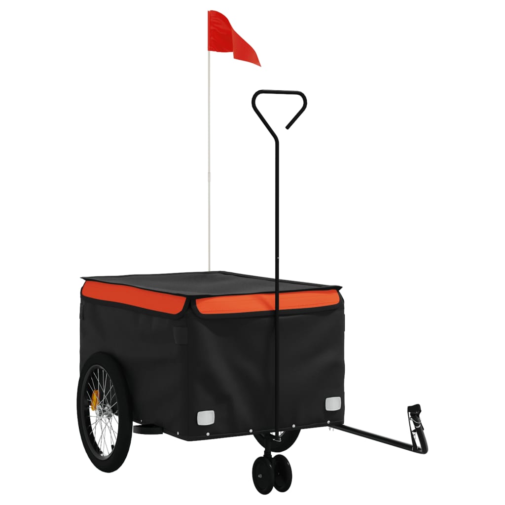 Trailer Vidaxl Bicycle 45 kg di ferro nero e arancione