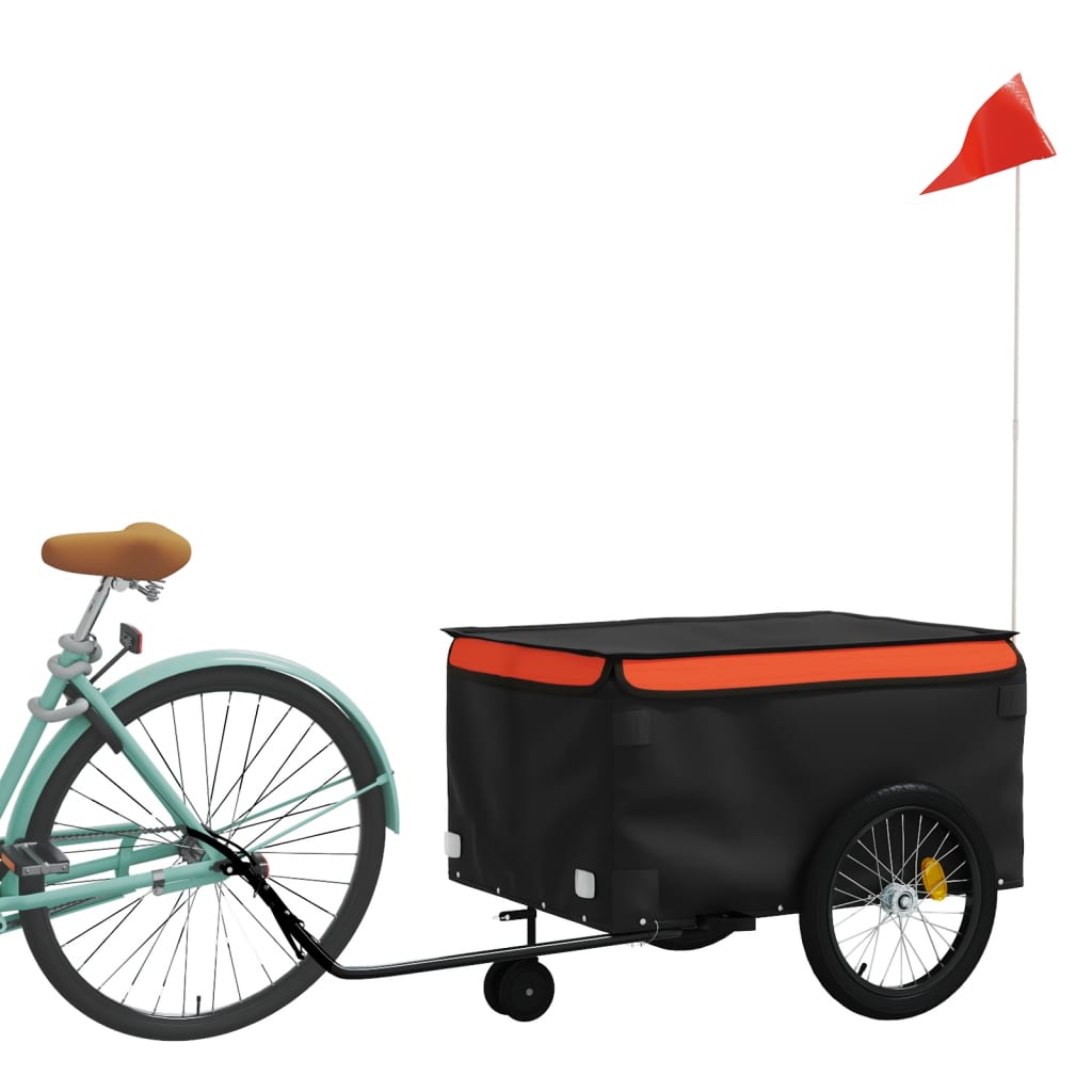 Trailer Vidaxl Bicycle 45 kg di ferro nero e arancione