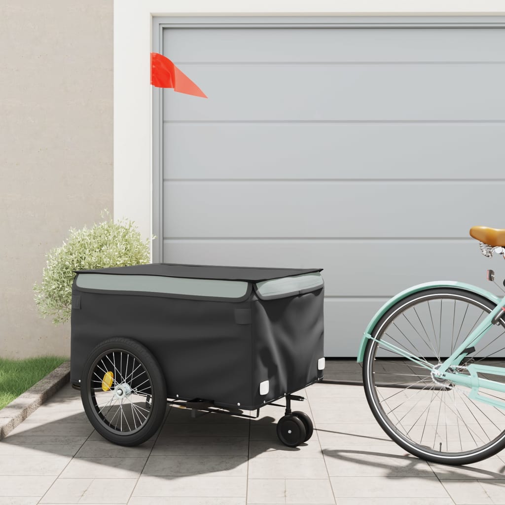 TRAILER VIDAXL BICYCLE 45 kg di ferro nero e grigio