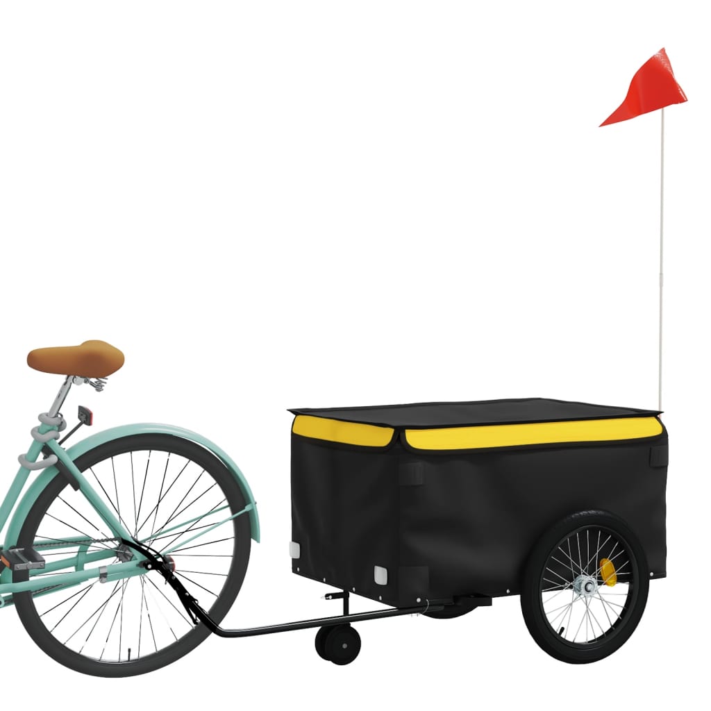 Trailer Vidaxl Bicycle 45 kg di ferro nero e giallo