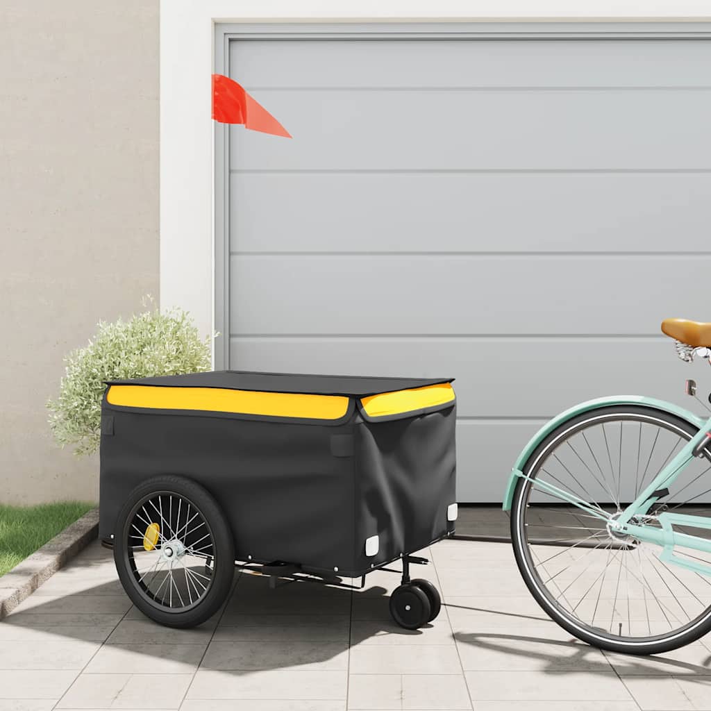 Trailer Vidaxl Bicycle 45 kg di ferro nero e giallo