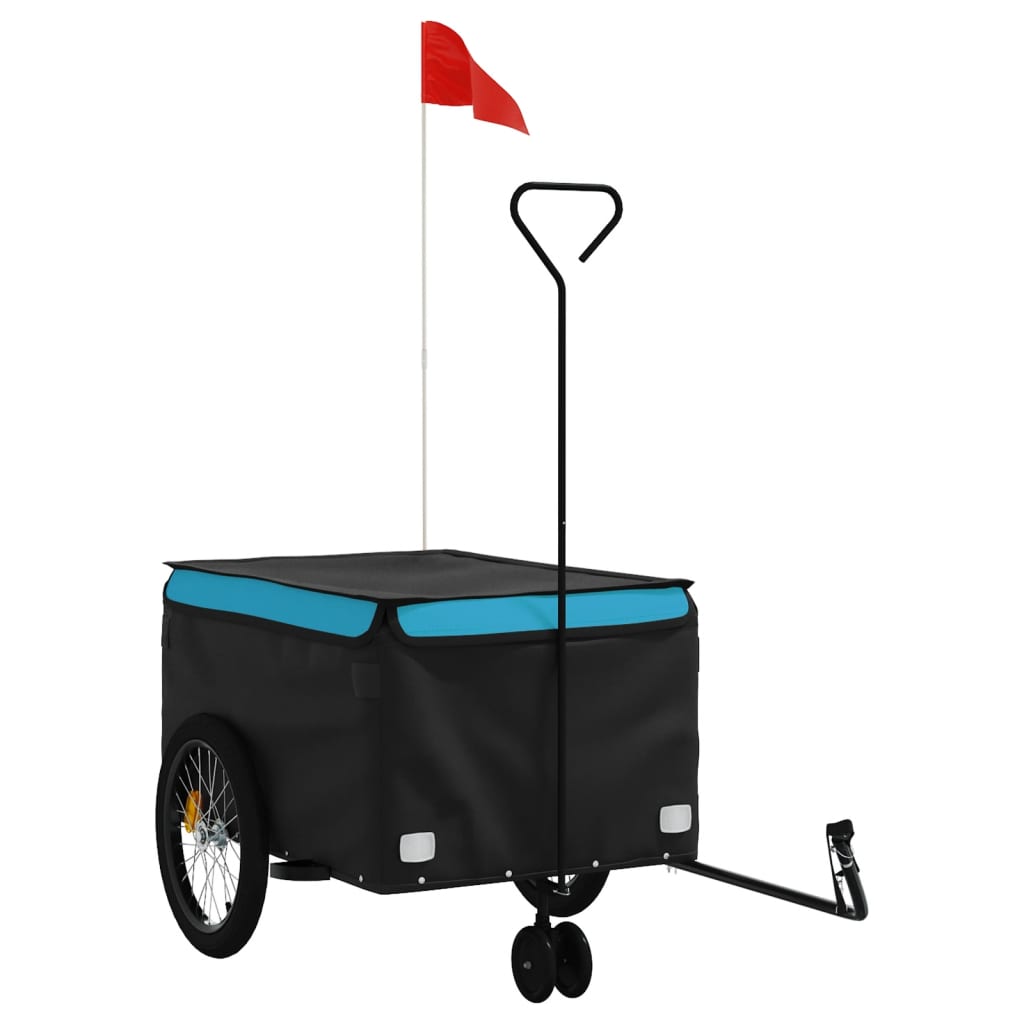 Vidaxl Remolque de bicicleta 45 kg de hierro negro y azul