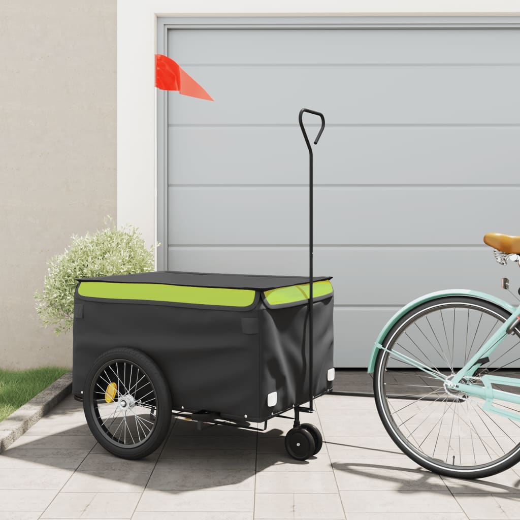 TRAILER VIDAXL BICYCLE 45 kg di ferro nero e verde