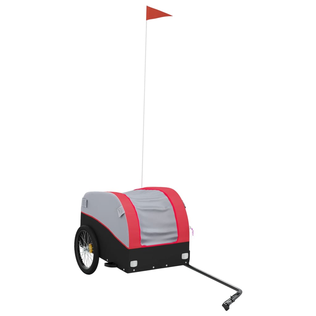 Vidaxl remolque de bicicleta 30 kg de hierro negro y rojo