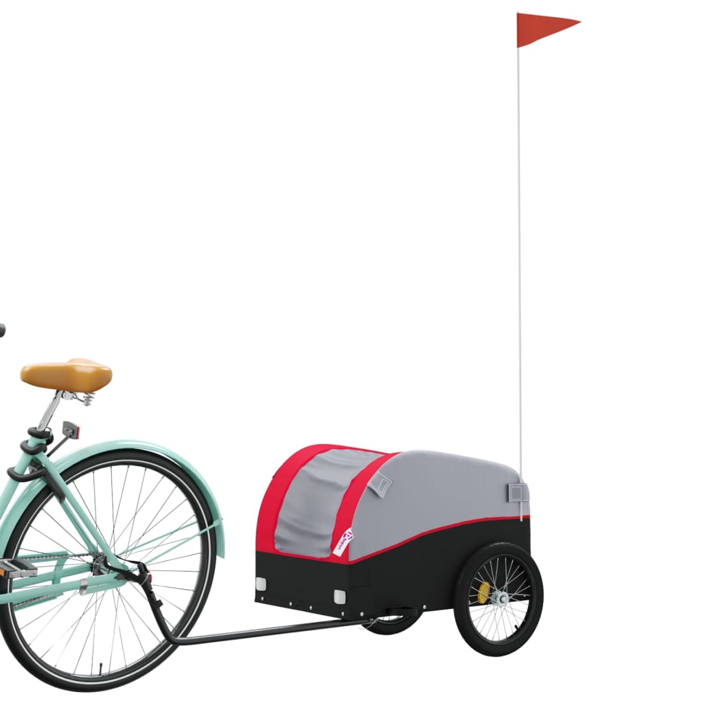 Vidaxl remolque de bicicleta 30 kg de hierro negro y rojo
