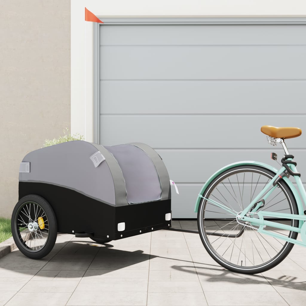Vidaxl Bicycle Trailer 45 kg di ferro nero e grigio