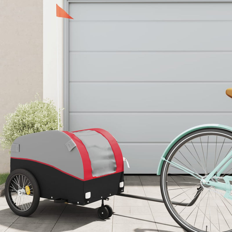 Trailer per biciclette Vidaxl 30 kg di ferro nero e rosso