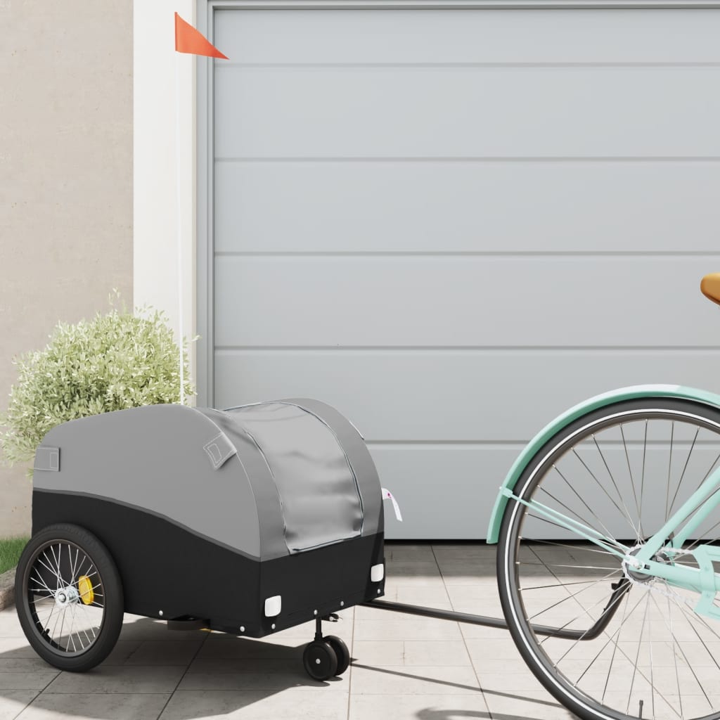 Vidaxl Bicycle Trailer 30 kg di ferro nero e grigio