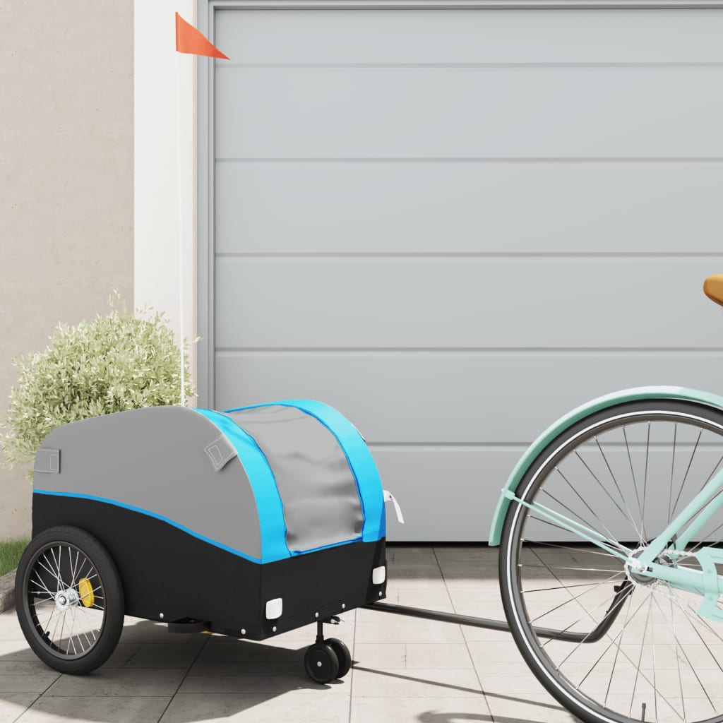 Vidaxl Bicycle Trailer 30 kg di ferro nero e blu