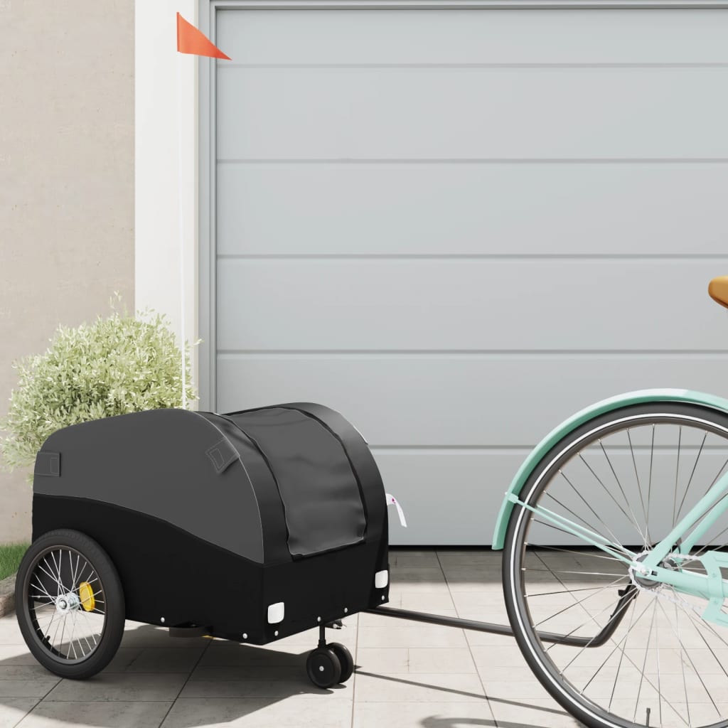Vidaxl Remolque de bicicleta 30 kg de hierro negro