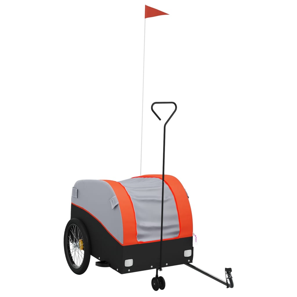 Trailer Vidaxl Bicycle 45 kg di ferro nero e arancione
