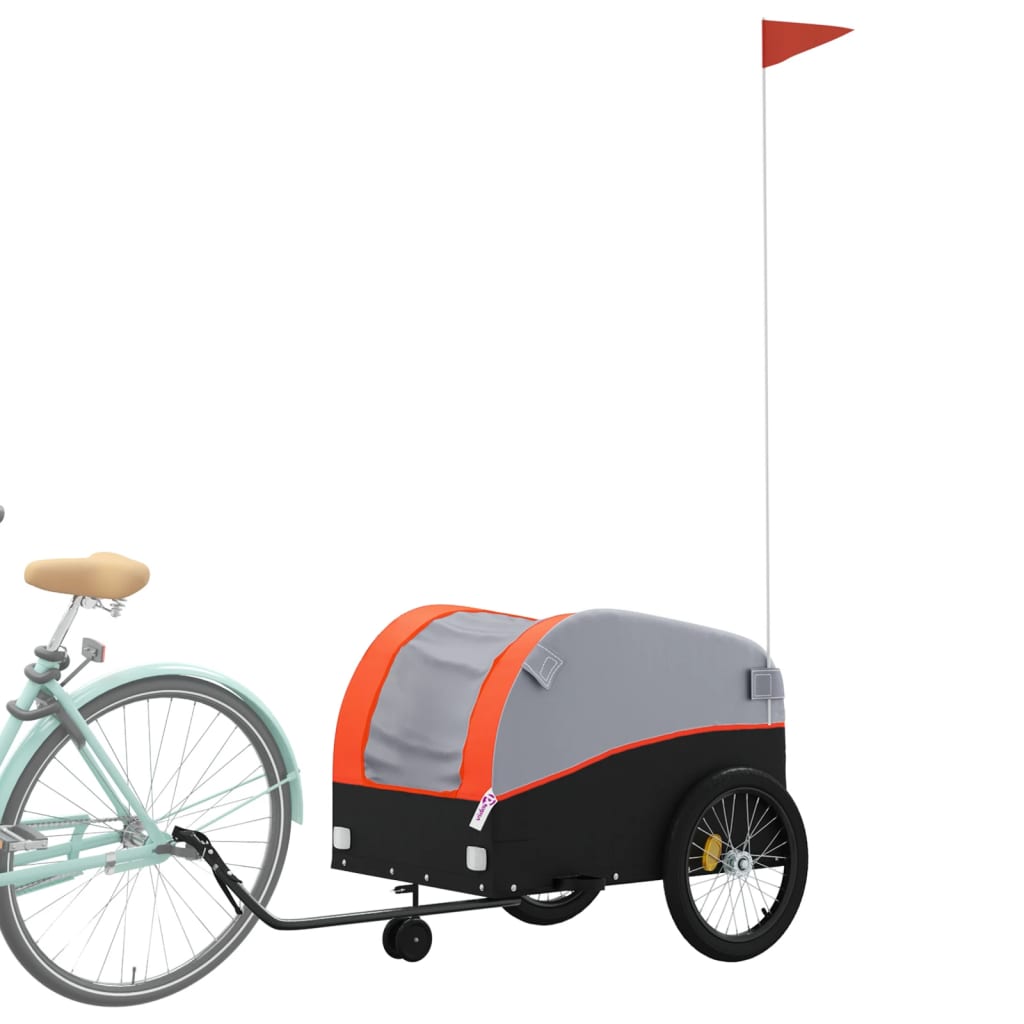 Trailer Vidaxl Bicycle 45 kg di ferro nero e arancione