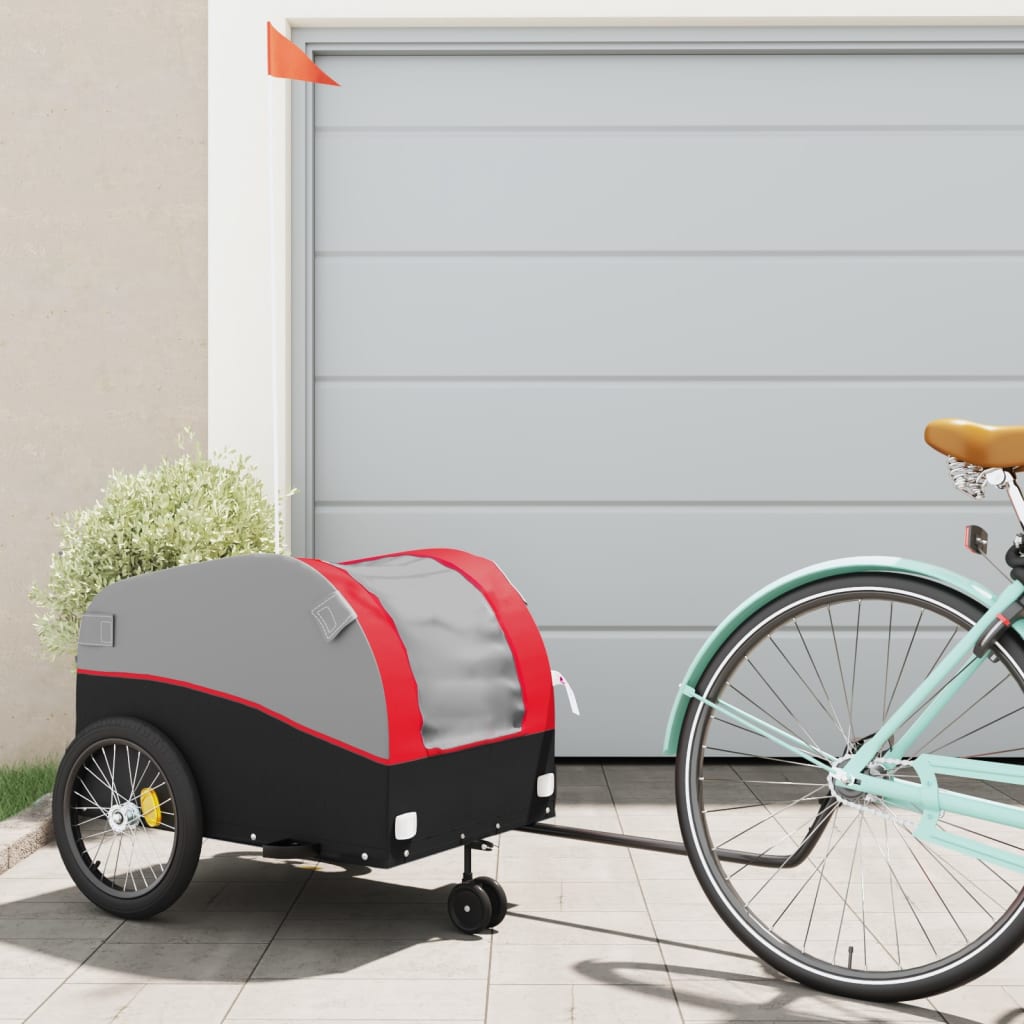 Trailer Vidaxl Bicycle 45 kg di ferro nero e rosso
