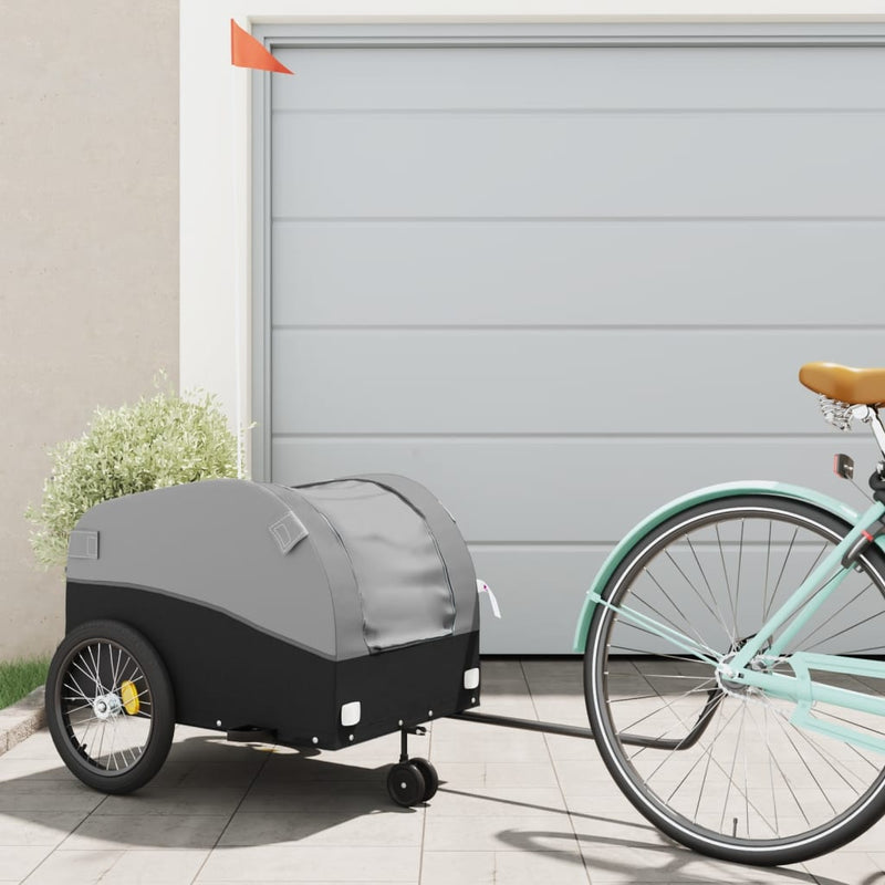 TRAILER VIDAXL BICYCLE 45 kg di ferro nero e grigio