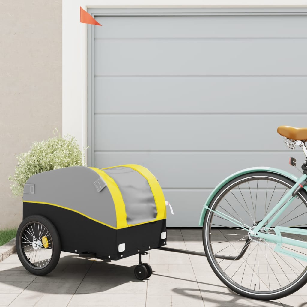 Trailer Vidaxl Bicycle 45 kg di ferro nero e giallo