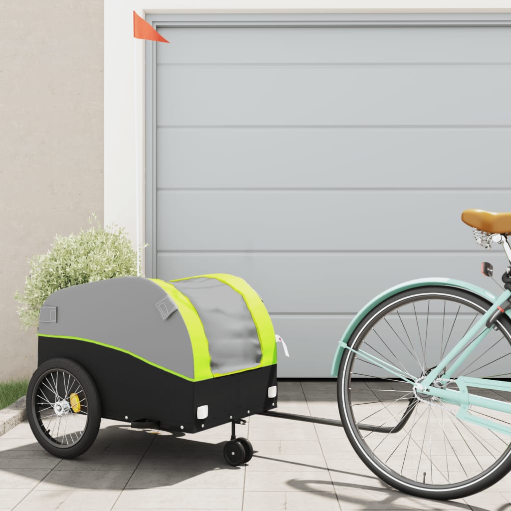 TRAILER VIDAXL BICYCLE 45 kg di ferro nero e verde