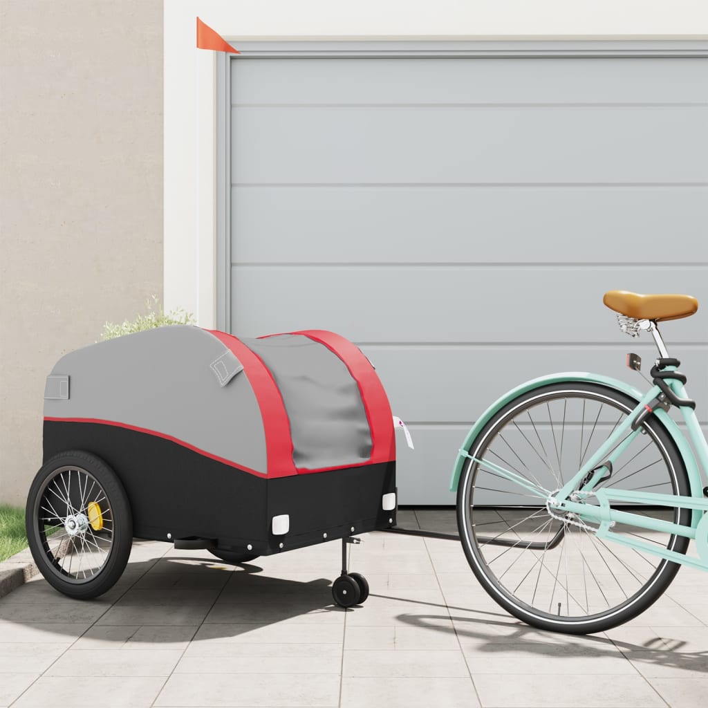 Trailer Vidaxl Bicycle 45 kg di ferro nero e rosso