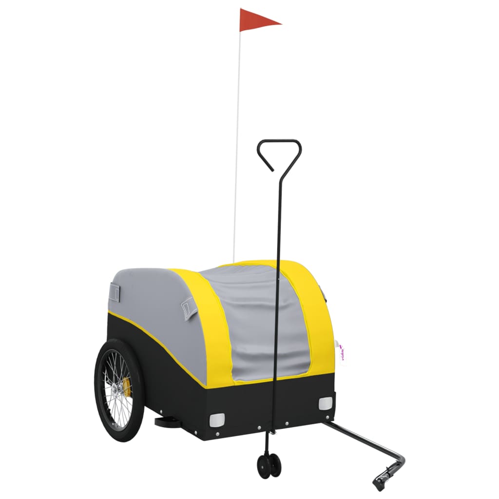Vidaxl remolque de bicicleta 45 kg de hierro negro y amarillo