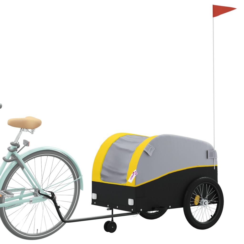 Vidaxl remolque de bicicleta 45 kg de hierro negro y amarillo