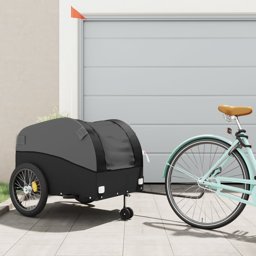 Vidaxl remolque de bicicleta 45 kg de hierro negro