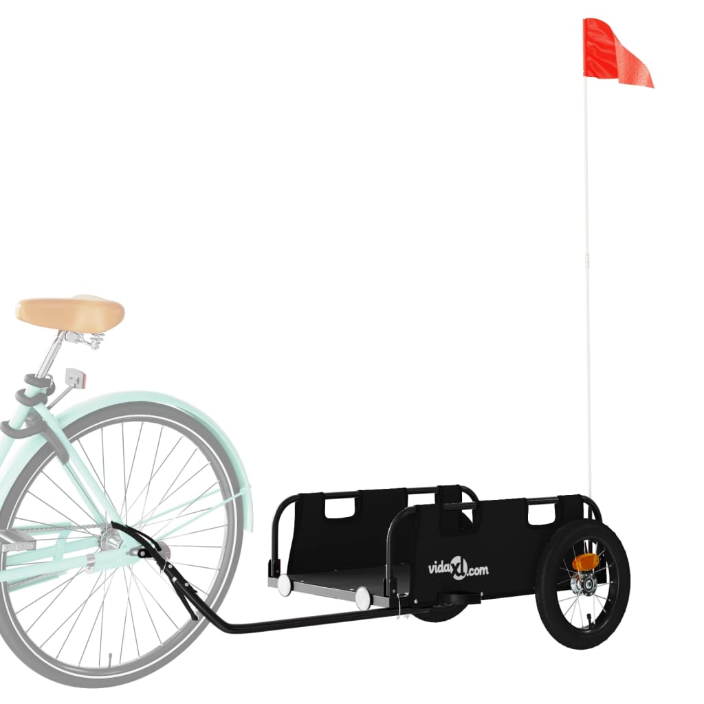 Rimorchio per bicicletta Vidaxl in tessuto oxford e ferro nero