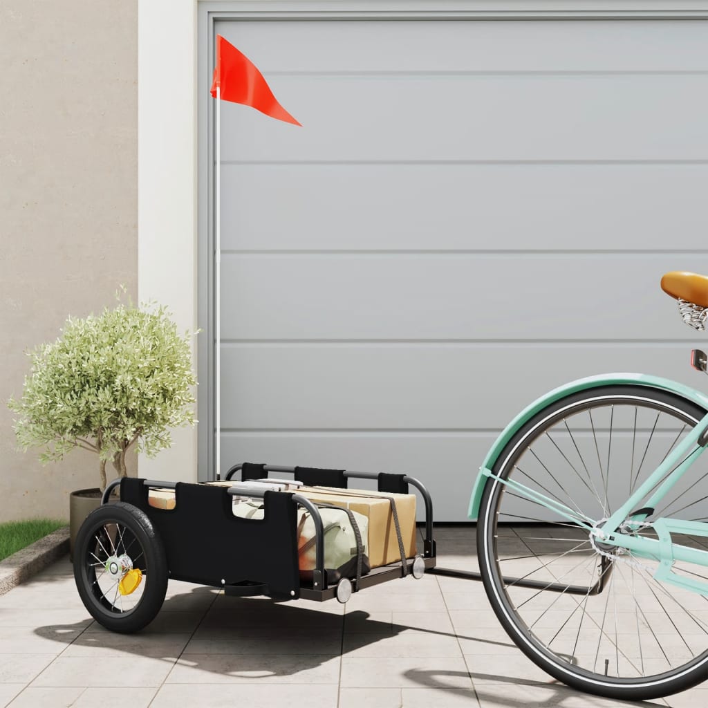 Vidaxl Bicycle Trailer Tessuto di Oxford e Iron Black