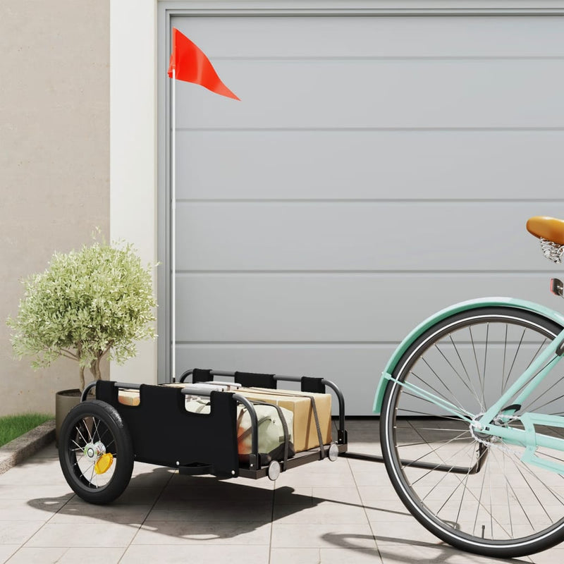 Vidaxl Bicycle Trailer Tessuto di Oxford e Iron Black