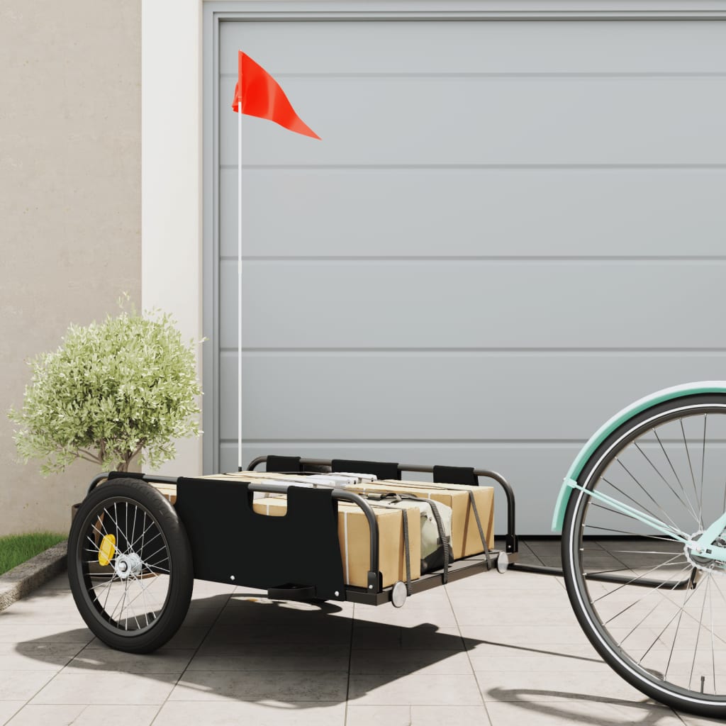 Vidaxl Bicycle Trailer Tessuto di Oxford e Iron Black