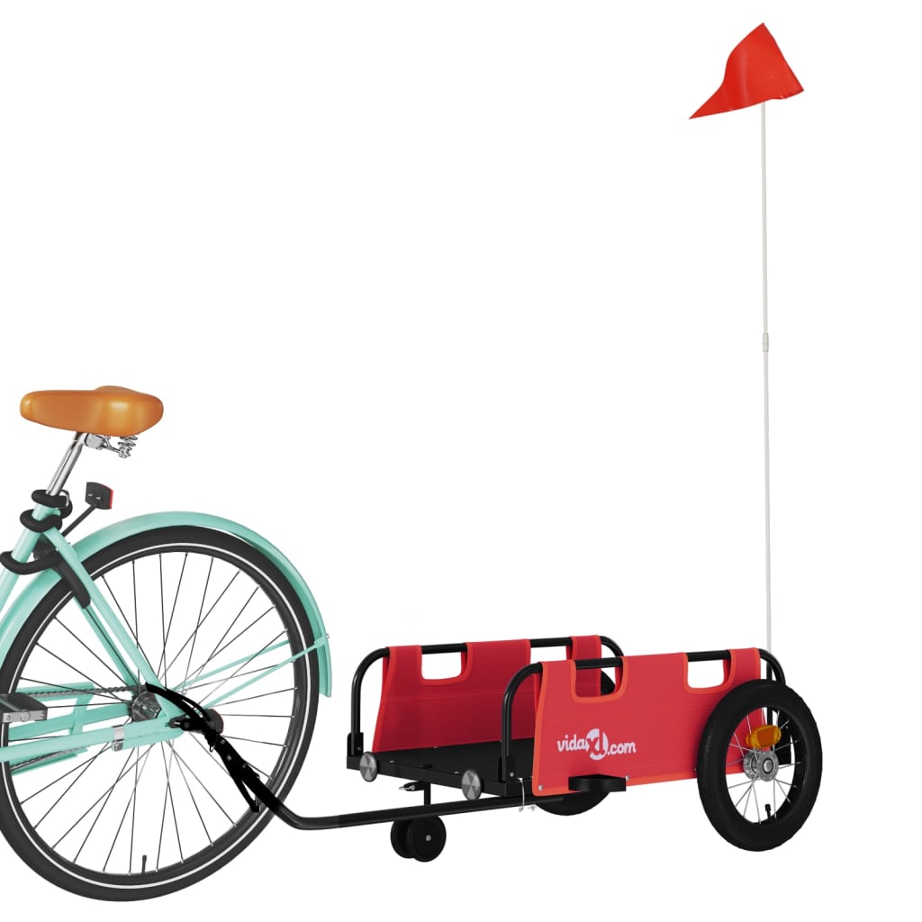 Vidaxl Bicycle Trailer Tessuto di Oxford e Red di ferro