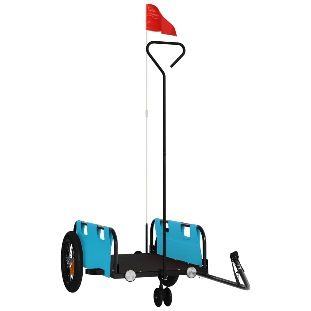 Vidaxl Bicycle Trailer Tessuto Oxford e blu di ferro