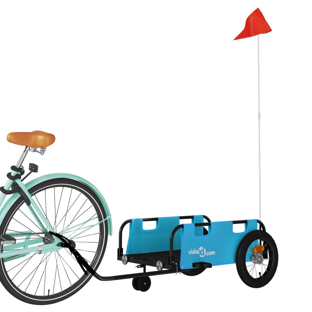 Vidaxl Bicycle Trailer Tessuto Oxford e blu di ferro