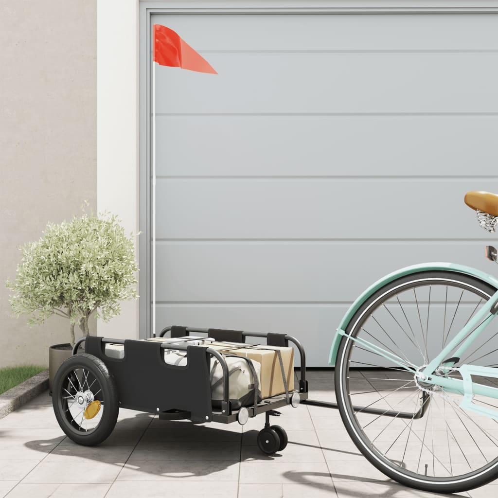 Vidaxl Bicycle Trailer Tessuto di Oxford e Iron Black