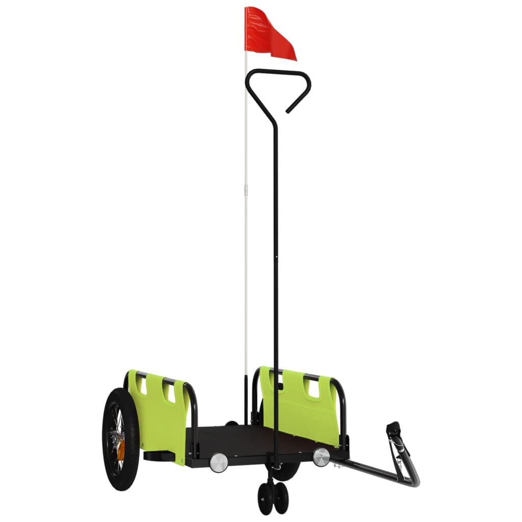 Vidaxl Bicycle Trailer Tessuto Oxford e Green di ferro