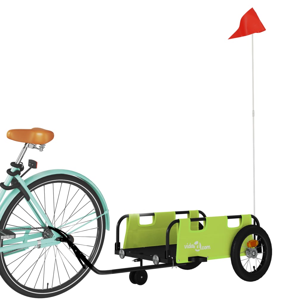 Vidaxl Bicycle Trailer Tessuto Oxford e Green di ferro
