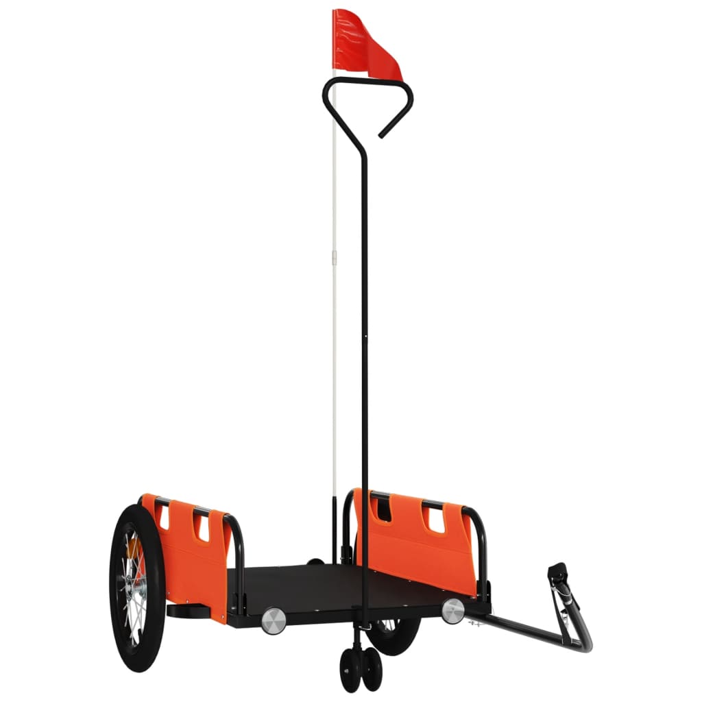 Vidaxl Bicycle Trailer Tessuto Oxford e Orange di ferro