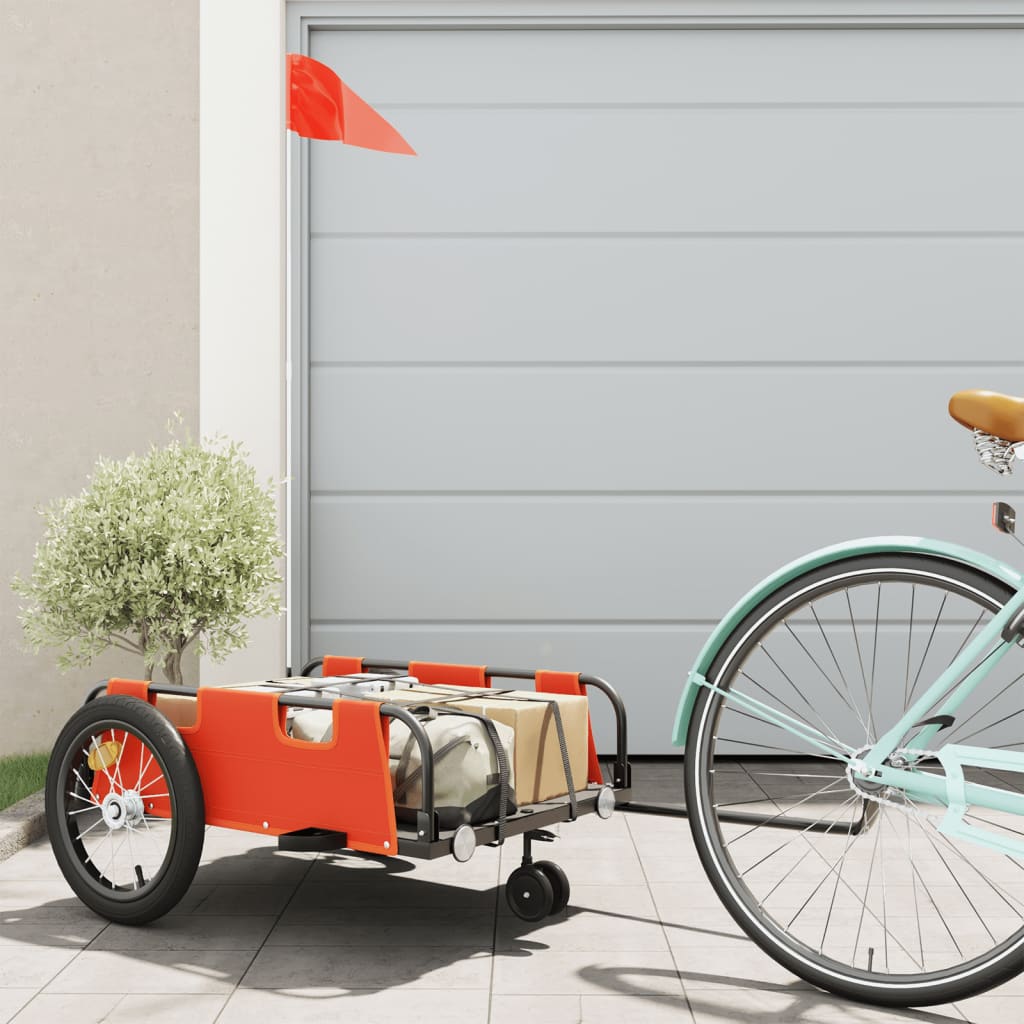 Vidaxl Bicycle Trailer Tessuto Oxford e Orange di ferro