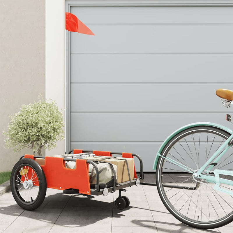 Vidaxl Bicycle Trailer Tessuto Oxford e Orange di ferro