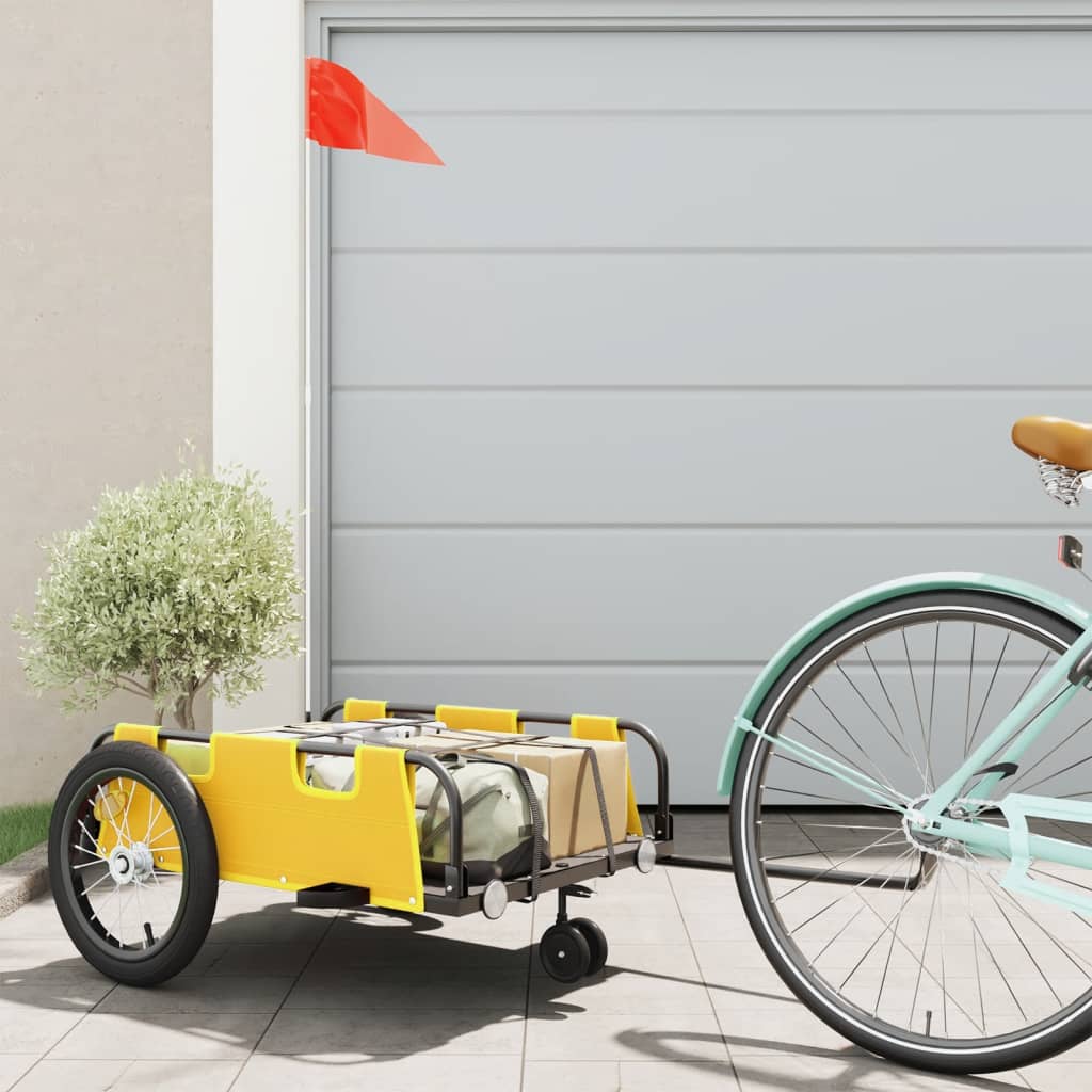 Vidaxl Bicycle Trailer Tessuto Oxford e ferro giallo