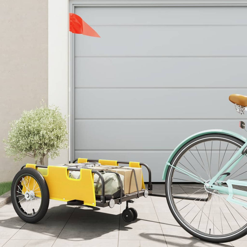 Vidaxl Bicycle Trailer Tessuto Oxford e ferro giallo