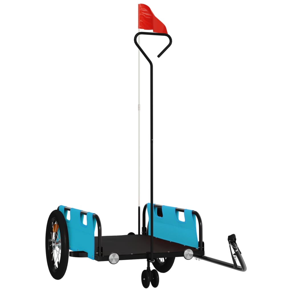 Vidaxl Bicycle Trailer Tessuto Oxford e blu di ferro