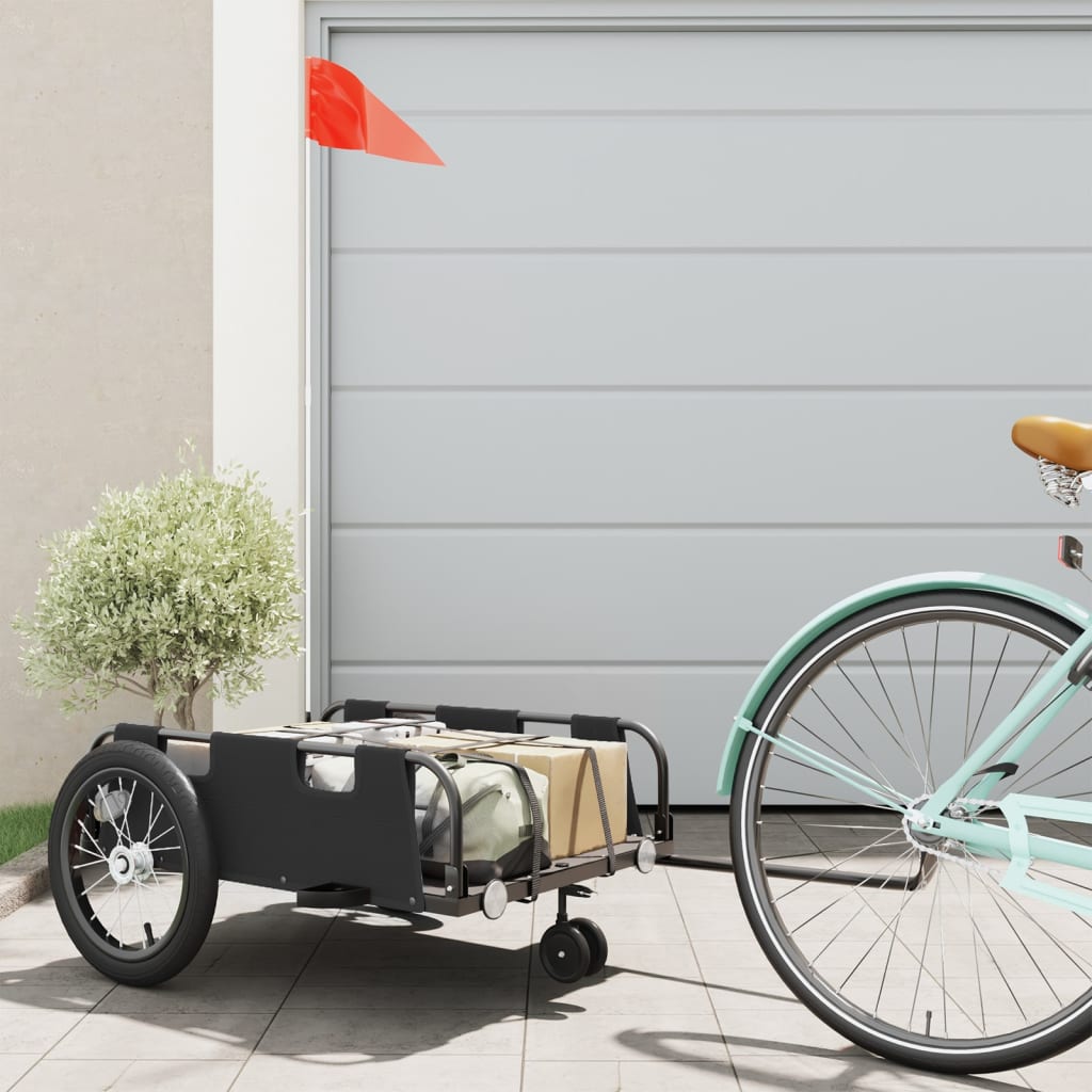 Vidaxl Bicycle Trailer Tessuto di Oxford e Iron Black