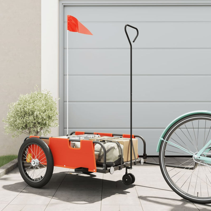 Trailer per biciclette Vidaxl Tessuto di Oxford e Orange di ferro e Nero