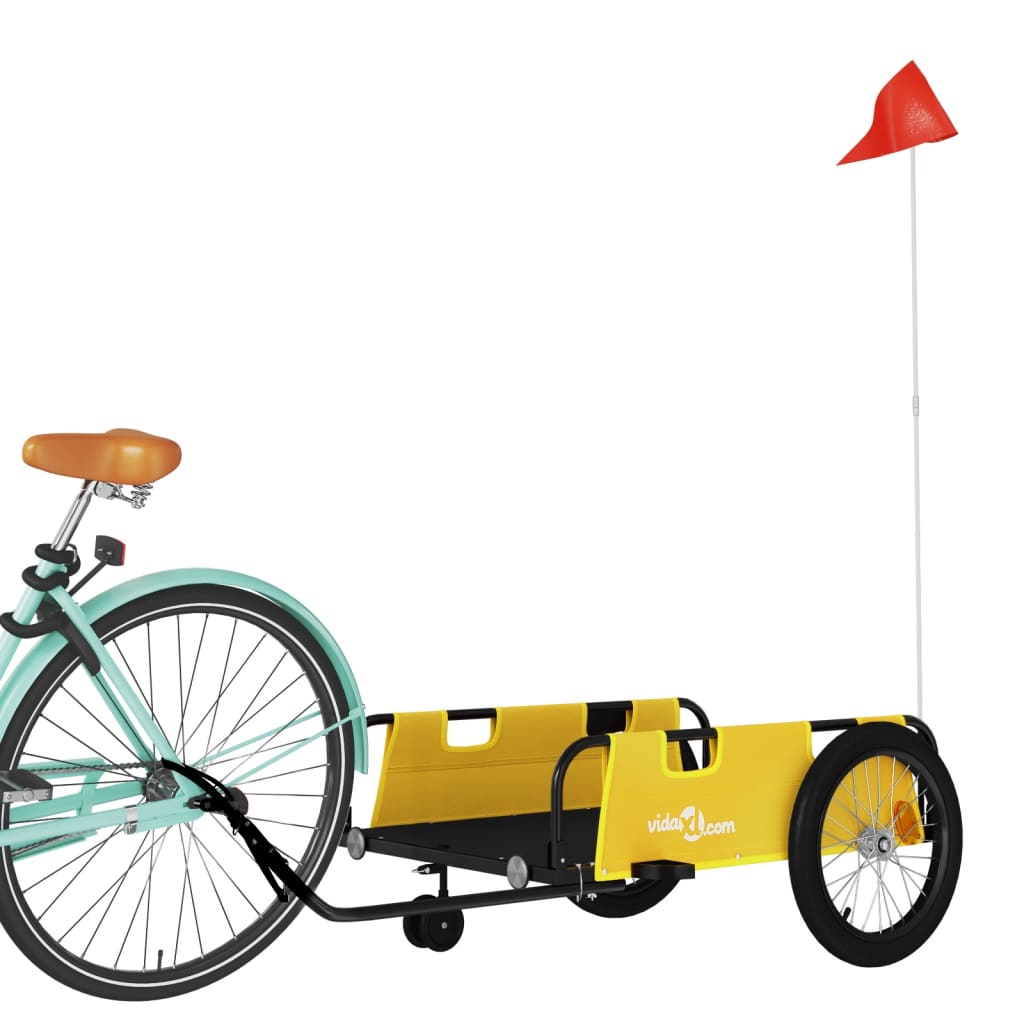 Vidaxl Bicycle Trailer Tessuto di Oxford e ferro giallo e nero