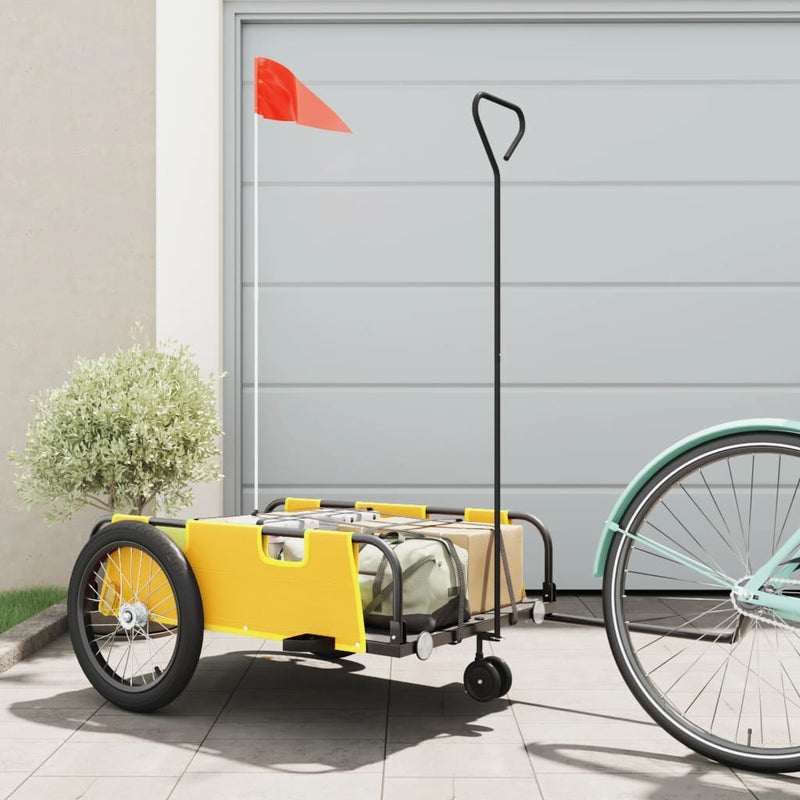 Vidaxl Bicycle Trailer Tessuto di Oxford e ferro giallo e nero