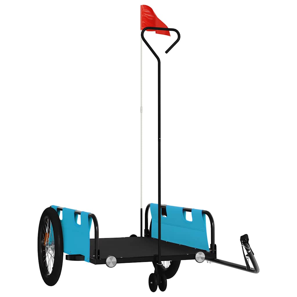 Vidaxl Bicycle Trailer Tessuto di Oxford e blu di ferro e nero