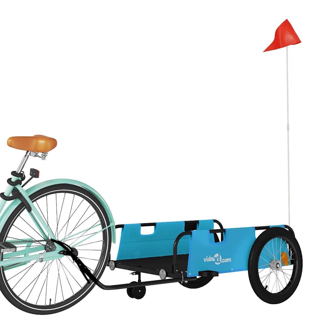 Vidaxl Bicycle Trailer Tessuto di Oxford e blu di ferro e nero