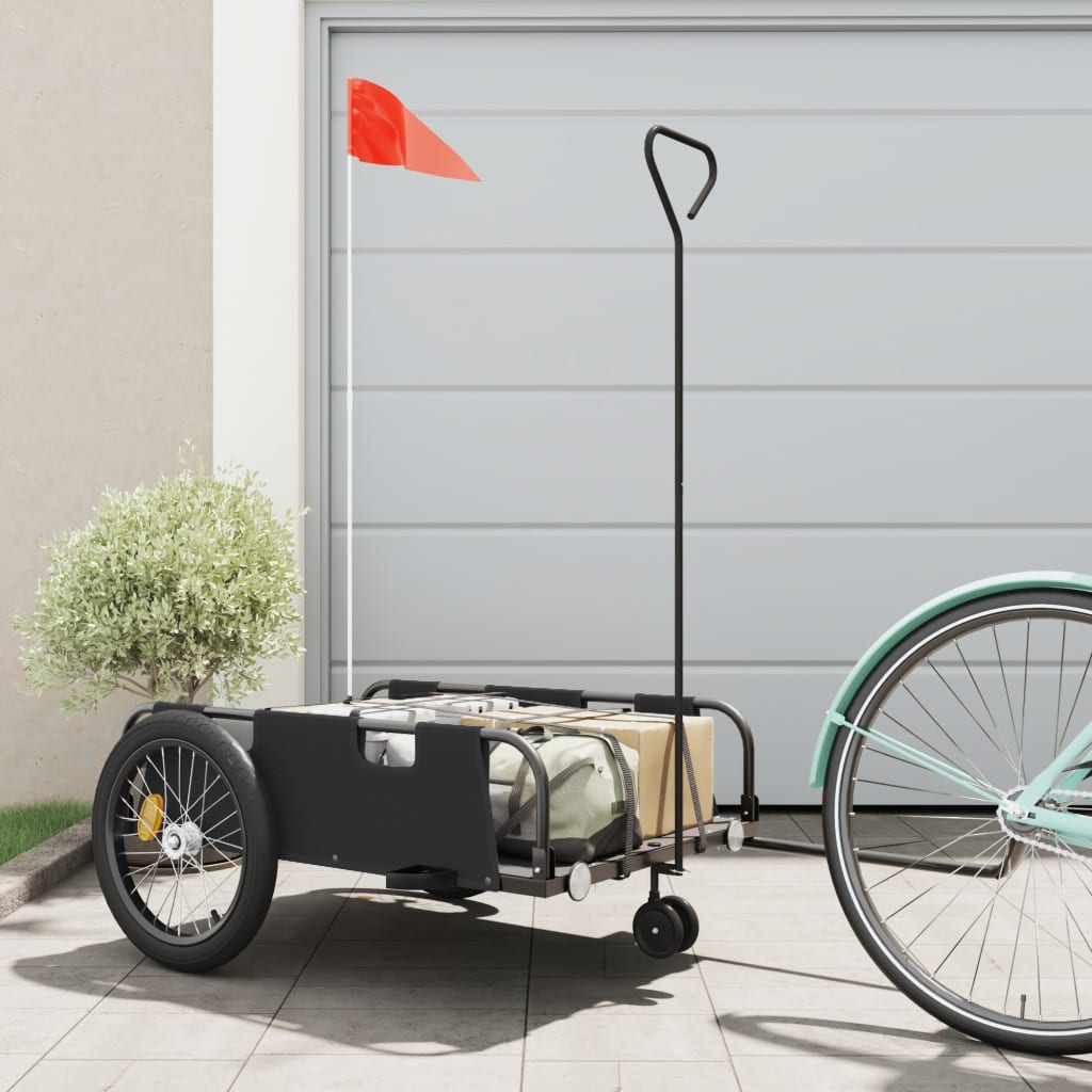 Vidaxl Bicycle Trailer Tessuto di Oxford e Iron Black